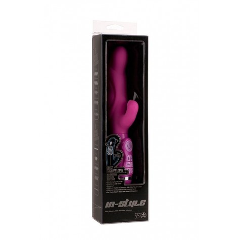 Розовый вибратор с клиторальным стимулятором INSTYLE DUO VIBRATOR 5.5INCH - 14 см.